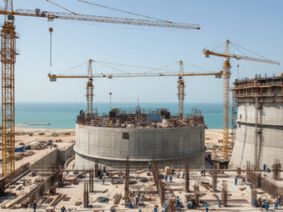 پیشرفت ساخت واحدهای دوم و سوم نیروگاه بوشهر طبق جدول روساتم